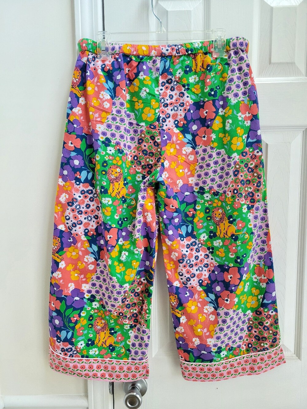 Printfresh Pajamas Flower Power Cotton Short Sleeve Cropped Floral Lion Size M - Picture 8 of 11